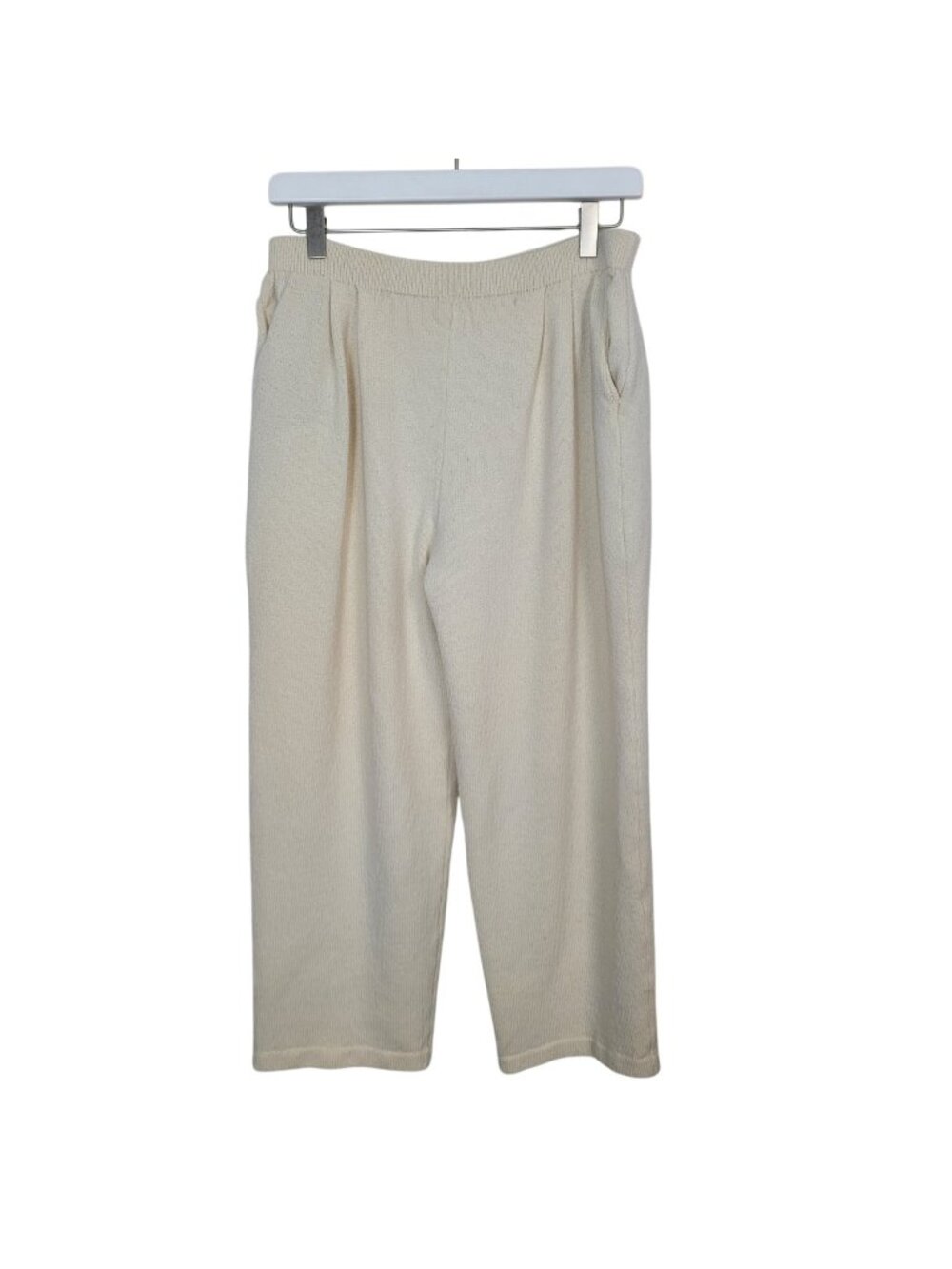 Vintage St. John Basics Cropped Santana Knit Pants Cream Sz 8 Old Money Casual